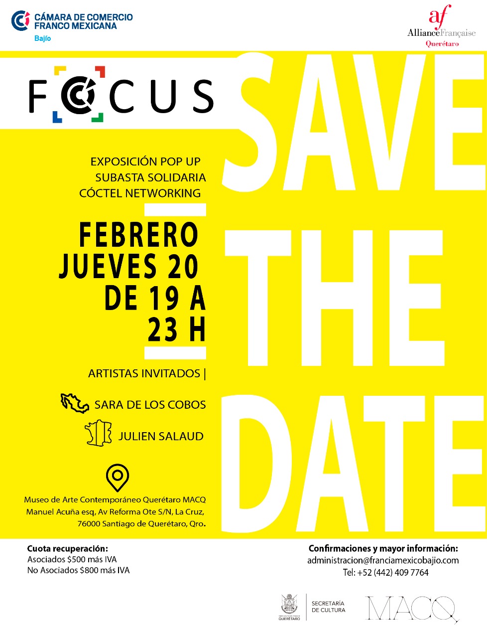 FOCUS Exposición Pop-up / Subasta Solidaria / Coctel
