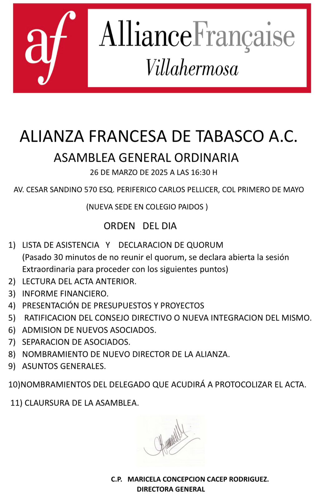AVISO ASAMBLEA GENERAL ORDINARIA
